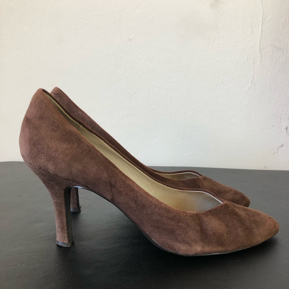BP Brown Faux Suede Pointed Toe Pumps